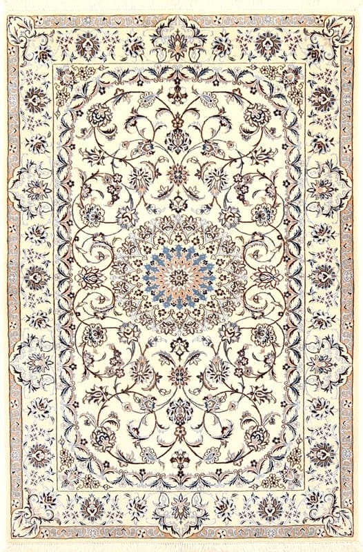 Nain 6 La Teppich 166x111 cm - Creme-Pastell, handgeknüpft, Orientteppich