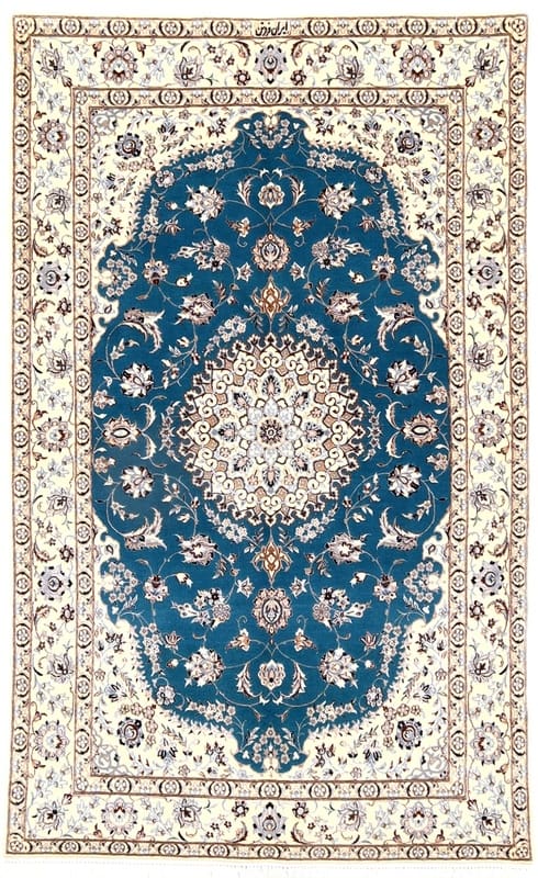 Nain 6 La Teppich 185x114 cm, zarte Pastelltöne, handgeknüpft