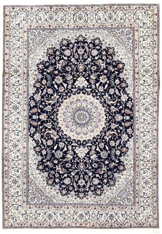 Nain 6 La Teppich 299x207 cm, dunkelblau, 800.000 Knoten, handgeknüpft