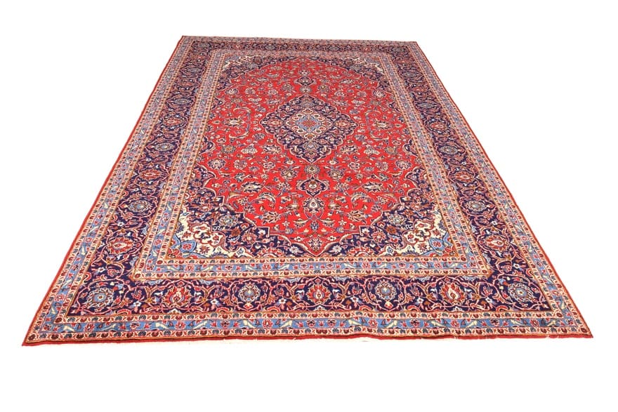 KESHAN Teppich 359x247 cm - Handgeknüpft, Perserteppich mit Medaillon