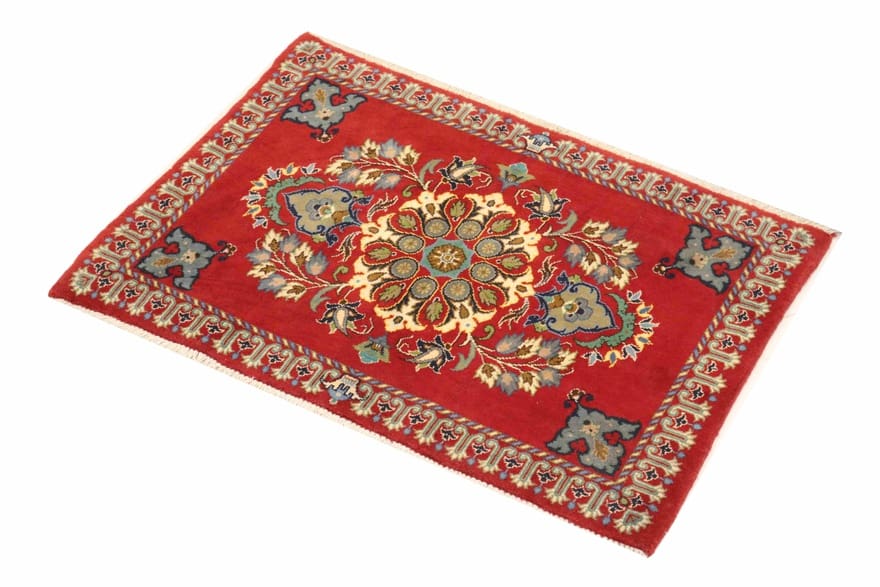 Keshan Teppich 99x71cm - Klassisches Blumenmuster, handgeknüpft