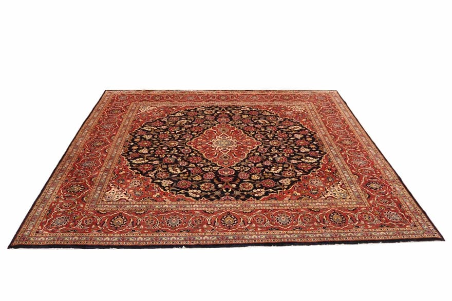 Kashan Teppich 298x295 cm, handgeknüpft, aus Wolle und Seide, Perserteppich
