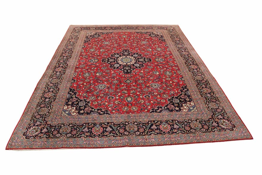 Keshan Teppich 432x308 cm - Handgeknüpft, Perserteppich mit Medaillon