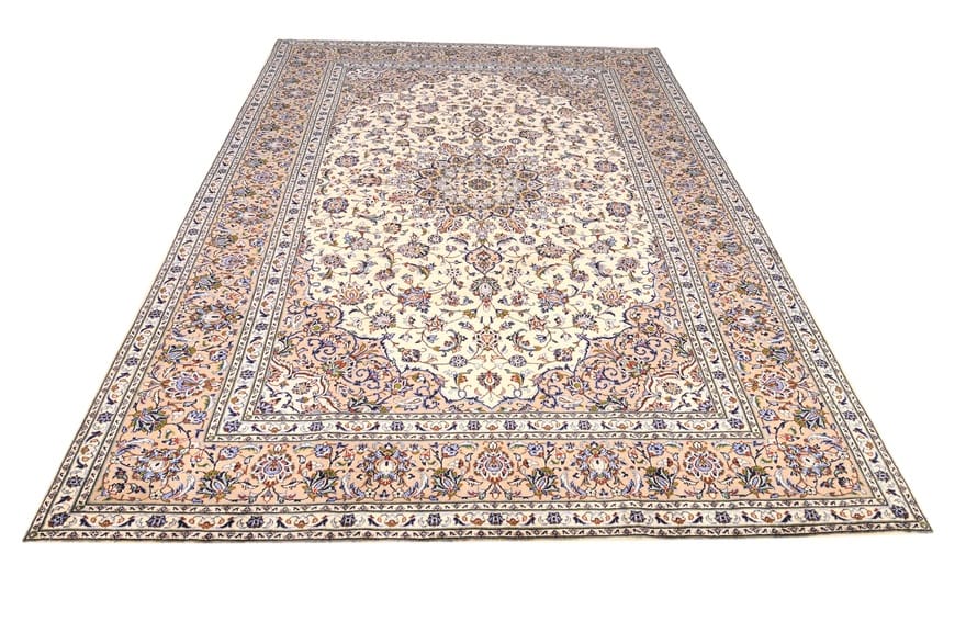 KESHAN Teppich 357x247 cm - Handgeknüpfter Perserteppich mit Medaillon