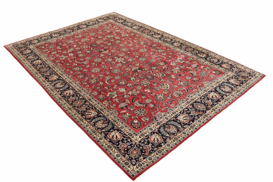 Maschad Sherkat Teppich 362x249 cm, rot-blau, handgeknüpft