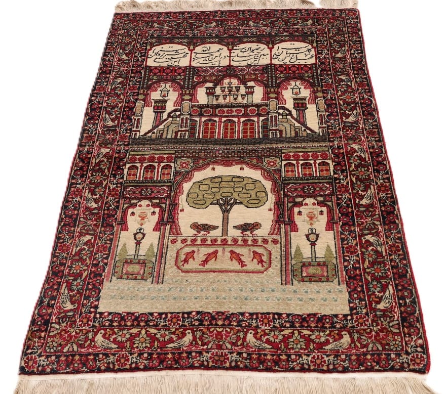Antiker Kerman Teppich 131x81 cm – 90 Jahre Handwerkskunst, handgeknüpft