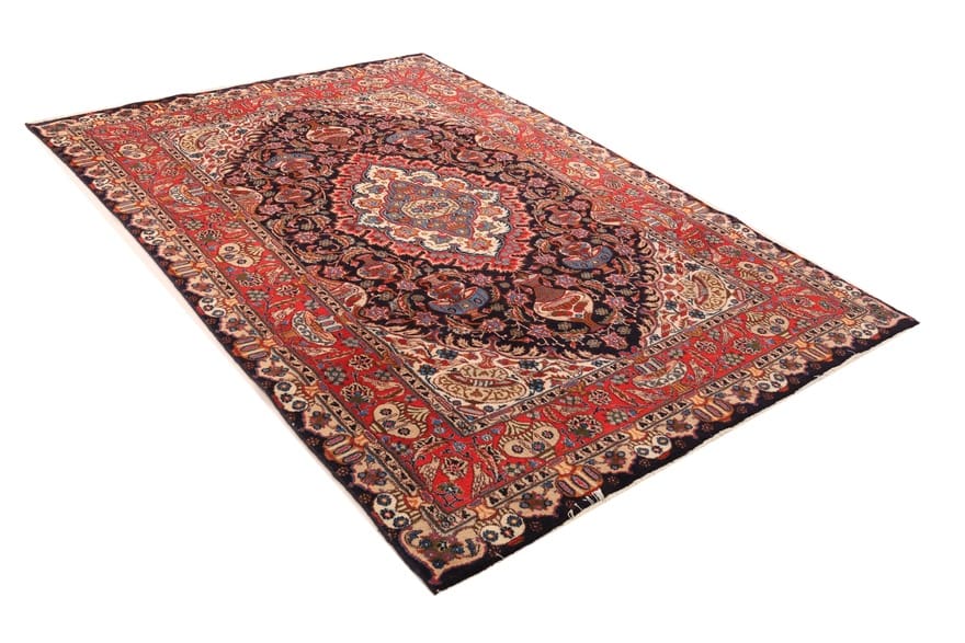 Orientteppich Kashmar 306x206 cm, rot-blau, handgeknüpft