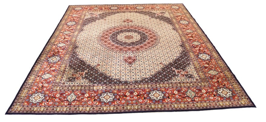 Moud Teppich 403x296 cm, Medaillon-Muster, handgeknüpft, Perserteppich