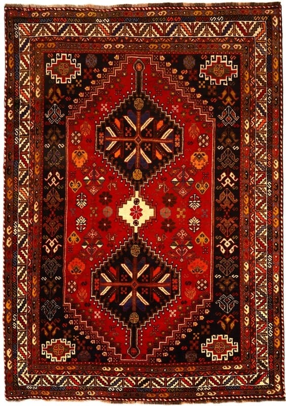 Wunderschöner handgeknüpfter Shiraz Teppich 274x194 cm, rot, orientalisch