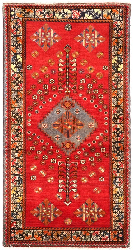SHIRAZ Teppich 193x100 cm, 100% Wolle, handgeknüpft, Orientteppich