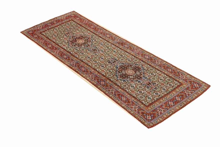 Moud Teppich 202x79 cm, Medaillon-Muster, handgeknüpft, Perserteppich