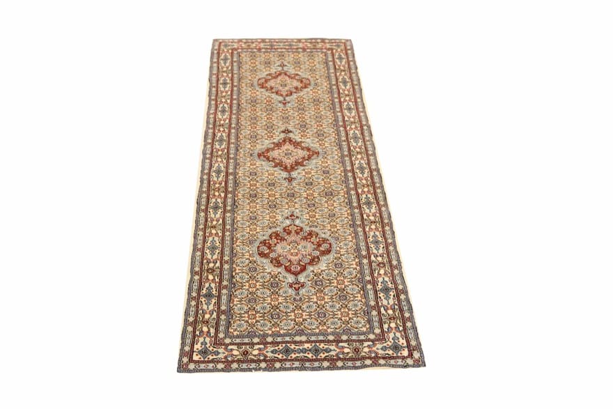 Orientteppich MOUD 246x77 Medaillon-Muster handgeknüpft