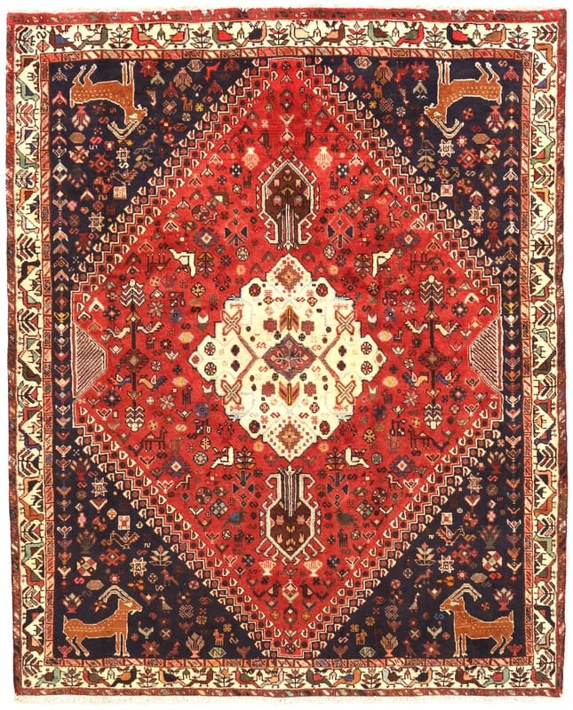 SHIRAZ Teppich 214x171 cm, Wolle, Nomadenstil, handgeknüpft