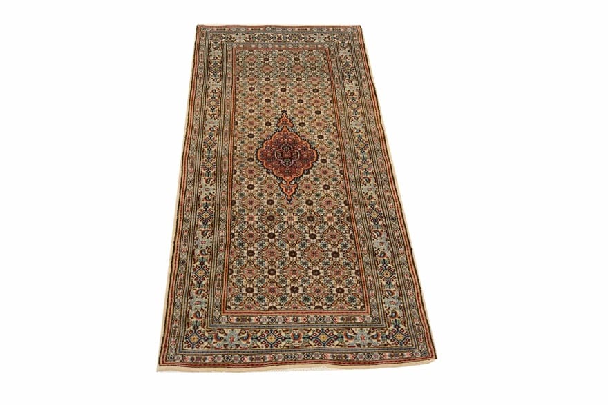 Moud Teppich 202x77 cm Medaillon Muster Perserteppich handgeknüpft