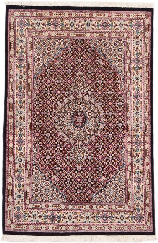 Moud Teppich 150x99 cm Medaillon-Muster, handgeknüpft, Perserteppich