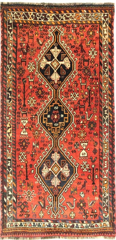 Orientteppich SHIRAZ 228x111 cm, handgeknüpft, florales Muster