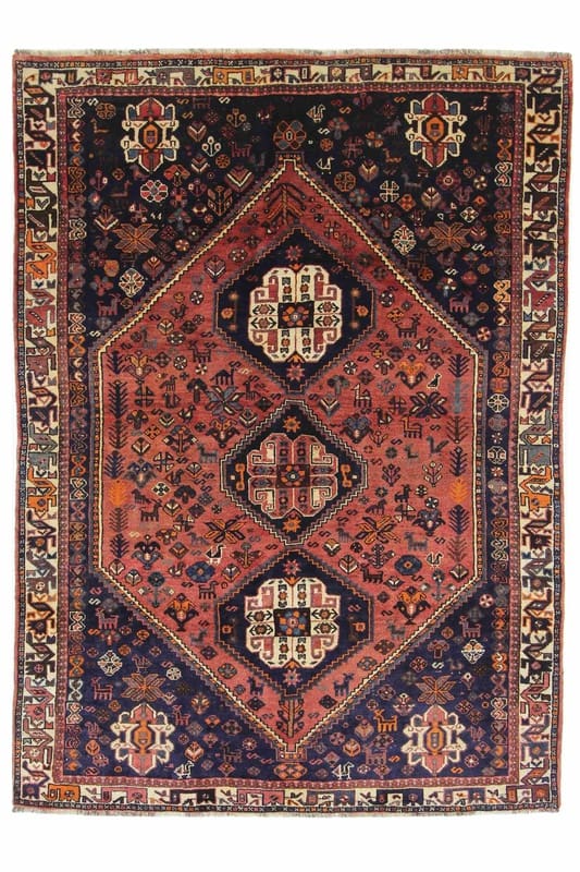 Shiraz Orientteppich 275x199 cm – handgeknüpft, Wolle, vintage