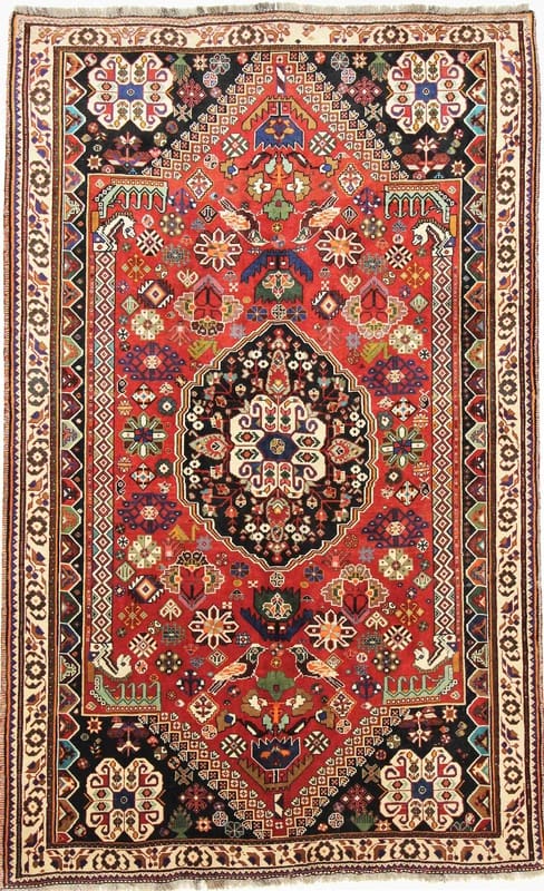 Ghashghai Teppich 292x177 cm, 160.000 Knoten, Rot/Orange, handgeknüpft