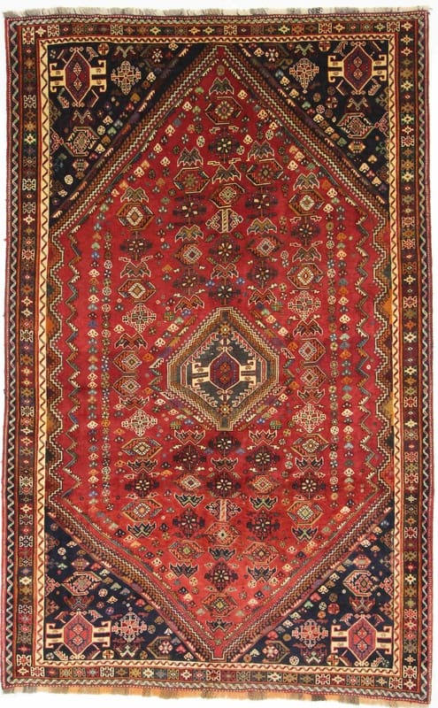Ghashghai Teppich 282x178 cm, 128.000 Knoten, rot-orange, handgeknüpft