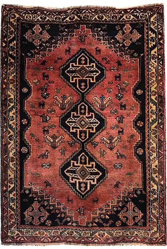 Handgeknüpfter Ghashghai Teppich 153x115 cm, 160.000 Knoten, Rot/Orange