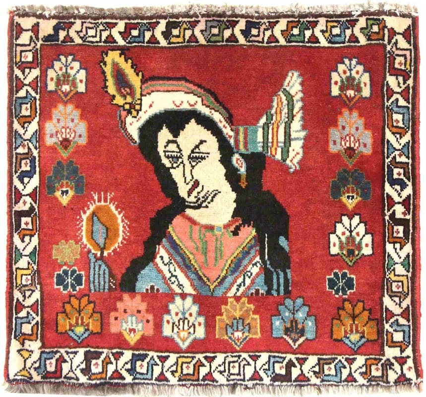 Handgeknüpfter Ghashghai Teppich 74x46 cm, 160.000 Knoten, Rot/Orange - Perserteppich