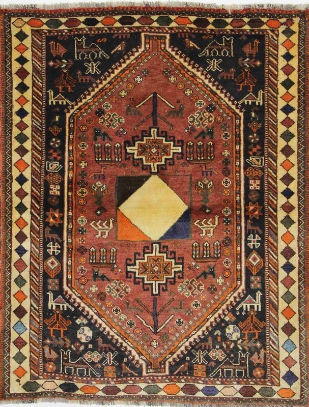 Ghashghai Teppich 167x132 cm, 160.000 Knoten/m², rot/orange, handgeknüpft