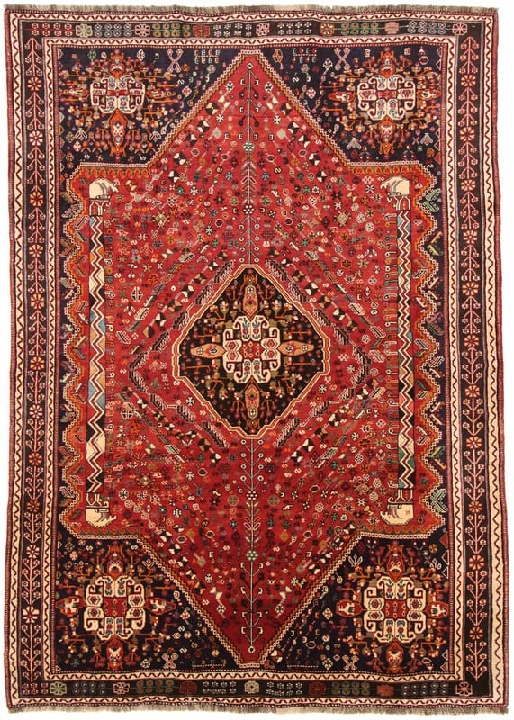 Ghashghai Teppich 297x216 cm, Rot/Orange, Handgeknüpft, Perserteppich