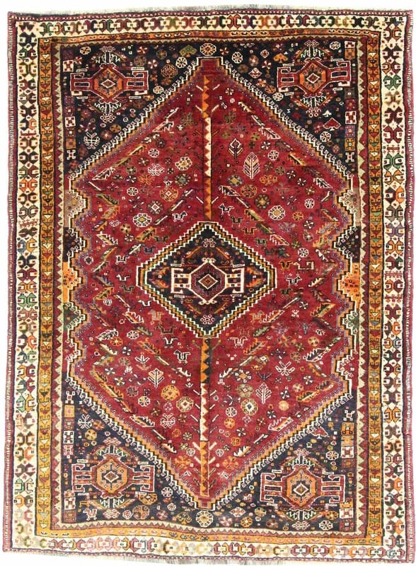 Prachtvoller Ghoshghai Teppich 200.000 Knoten 200x148 cm - handgeknüpft Perserteppich