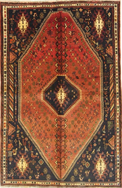 Ghashghai Teppich 252x165 cm, Rot, handgeknüpft, Perserteppich