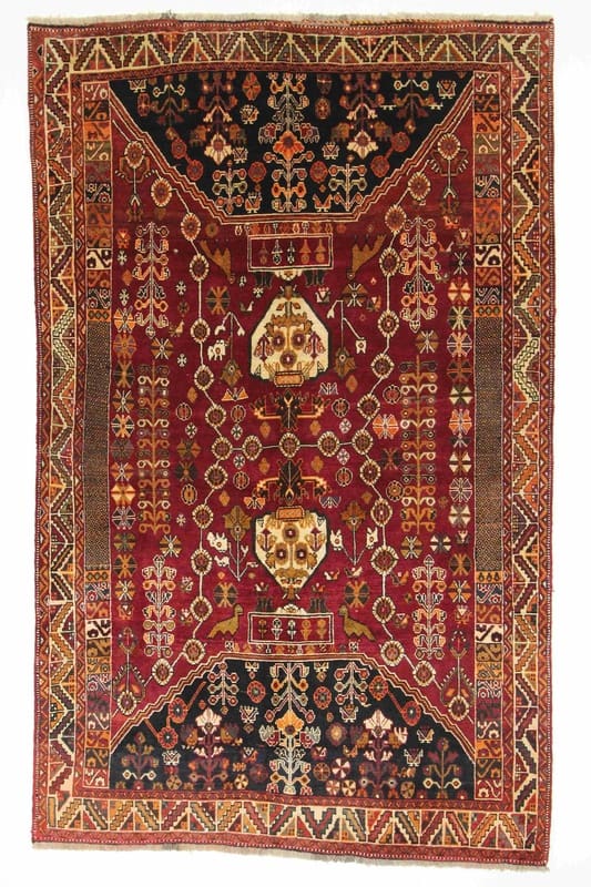 Ghashgahi Teppich 252x155 cm, handgeknüpft, feiner Kaschgai Stil