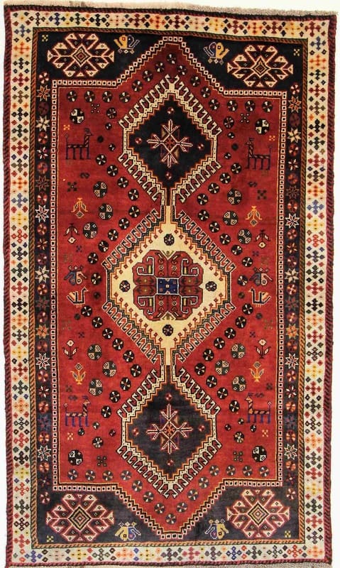 Ghashghai Orientteppich 189x111 cm handgeknüpft, bunt, 3D-Muster