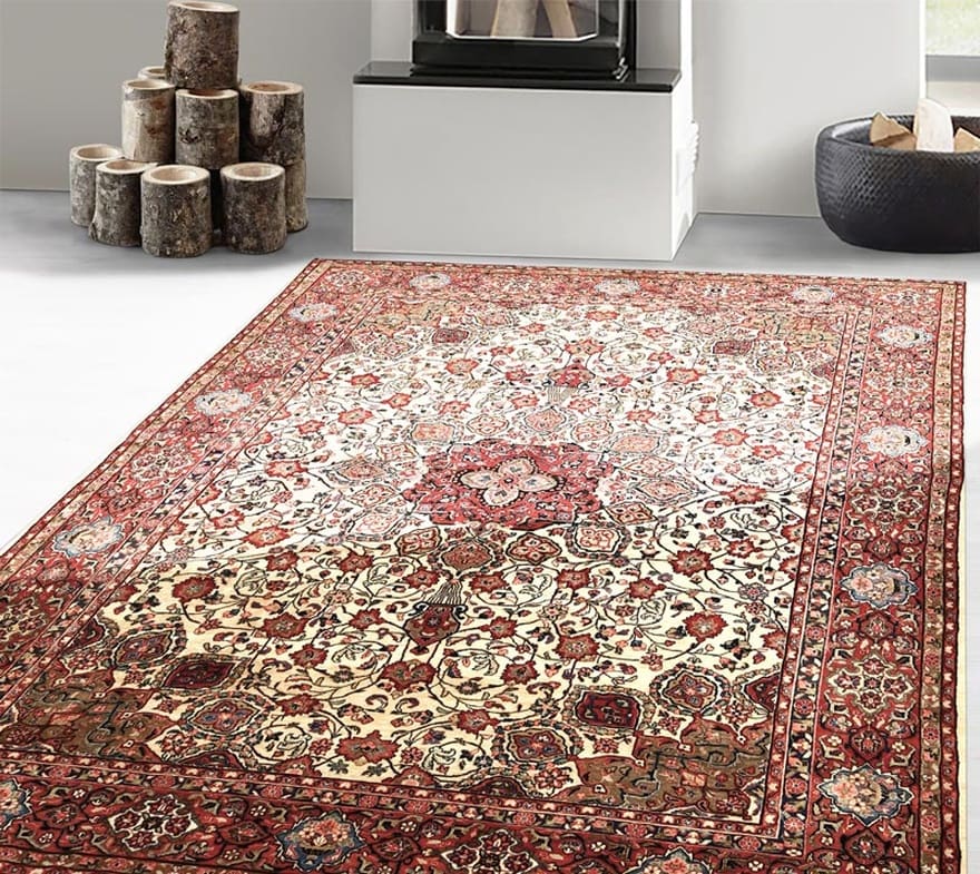 Sarouk Farahan Teppich 379x267 cm, handgeknüpft, elegantes Muster H1
