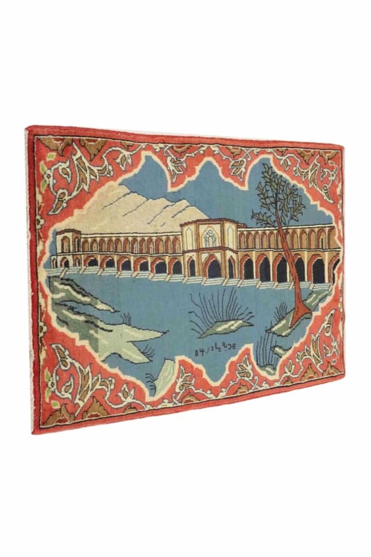 Sarough Teppich 98x62 cm, Antik, Muster USA, handgeknüpft