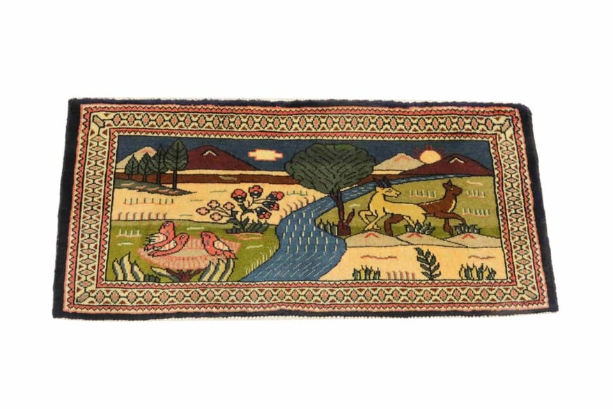 Antiker Sarough Orientteppich 102x42 – Handgeknüpft, Sammlerstück