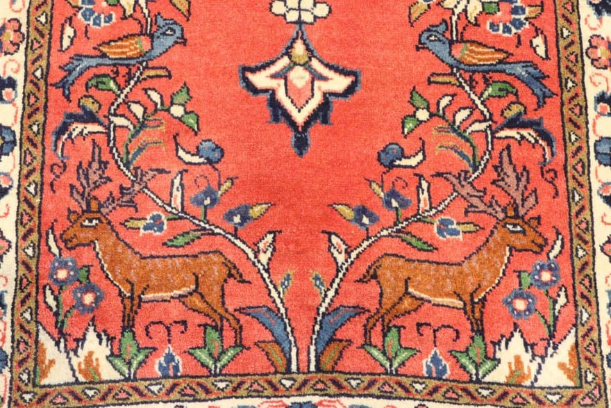 Sarug Teppich 130x70 cm, antik, einzigartiges Design, handgeknüpft
