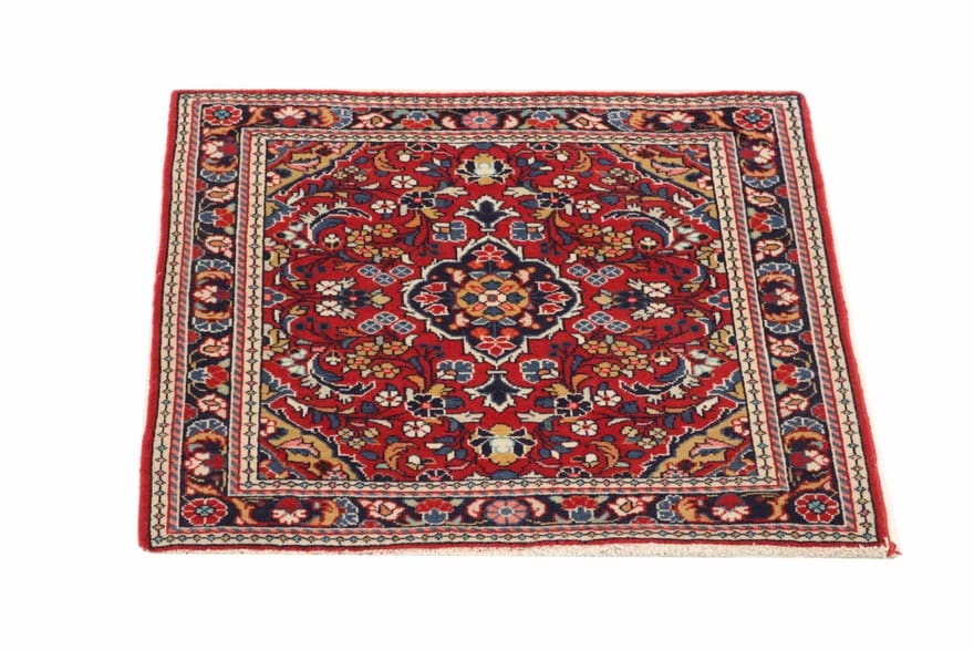 Sarough Teppich 67x75 cm, handgeknüpft, persisches Design, Wolle