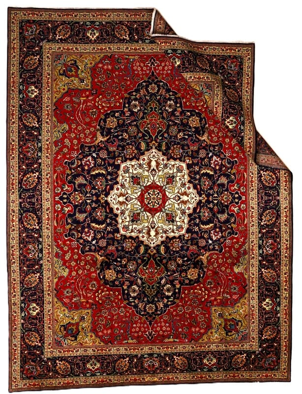 Exklusiver Tabriz Teppich 392x296 cm, handgeknüpft aus Wolle, Orientteppich