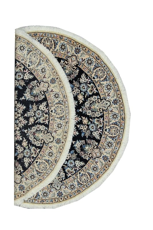 TeppichBazar Nain 9 La Teppich 154x153 cm, Schwarz-Elfenbein, handgeknüpft