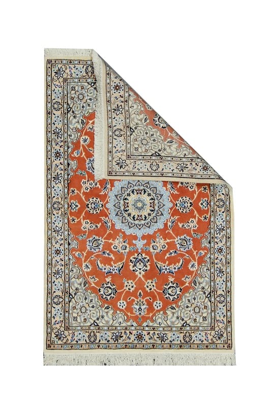 TeppichBazar Nain 9 La Orientteppich 154x95 cm, Orange-Elfenbein, handgeknüpft