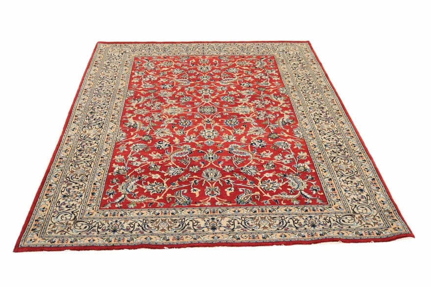Exklusiver NAIN Teppich 286x199 cm – Handgeknüpft in Rot-Beige
