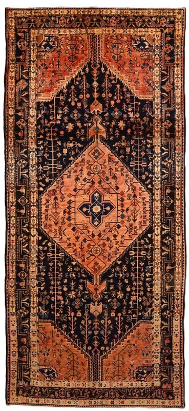 Persischer Teppich 362x161 cm – Blau Türkis, 160.000 Knoten, handgeknüpft