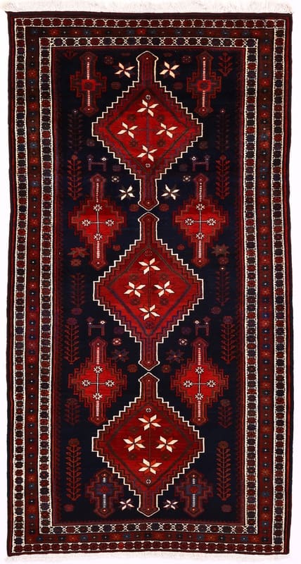 Hamadan Teppich 293x151 cm, 160.000 Knoten, handgeknüpft, Perserteppich