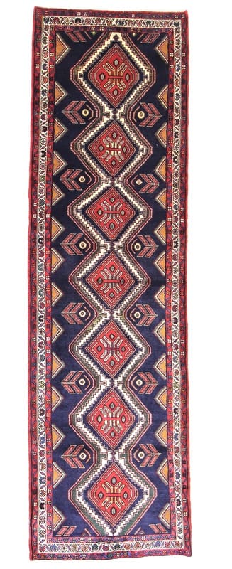 Hamadan Teppich 287x81 cm, antik, handgeknüpft, Orientteppich