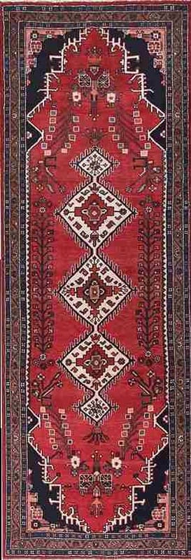 Hamadan Teppich 316x110 cm, semi-antik, handgeknüpft, Perserteppich