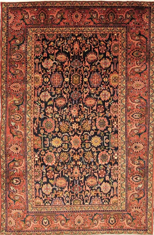 Nanaj Orientteppich 333x221 cm, marineblau, handgeknüpft