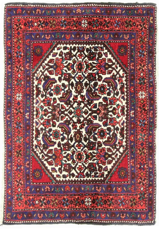 Rudbar Teppich 107x69 cm, geometrisches Design, handgeknüpft, Perserteppich
