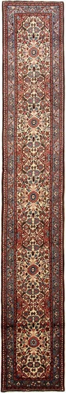 Orientteppich Rudbar 392x59 cm, antik, handgeknüpft