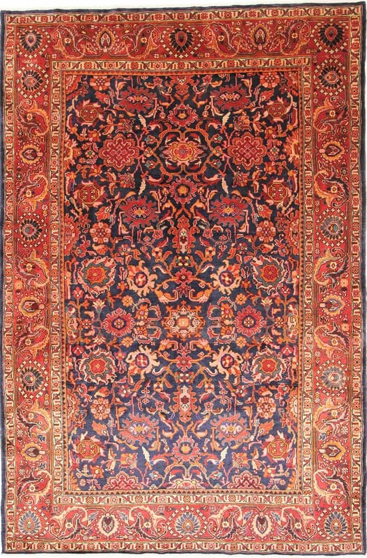 Handgeknüpfter Nanaj Orientteppich 328x218 cm, marineblau, geomet. Muster
