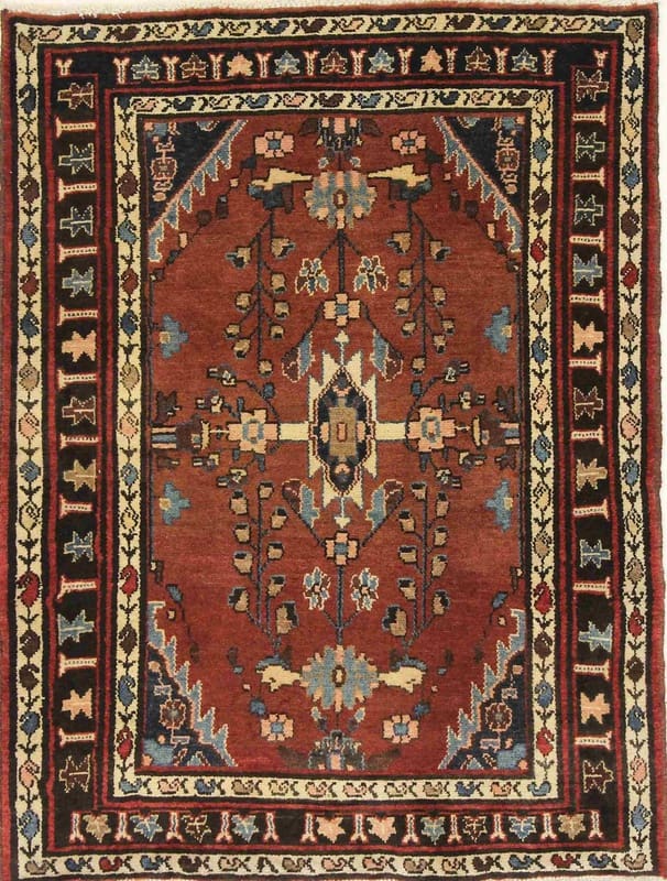 Hamedan Teppich 147x98 cm, semi-antiker Orientteppich, handgeknüpft