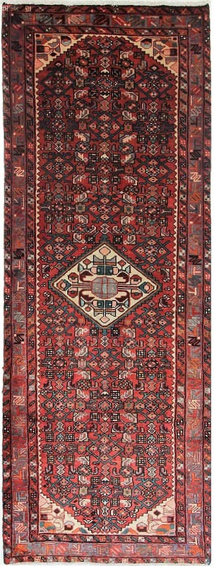 Hamadan Teppich 290x109 cm, semi-antik, handgeknüpft, Perserteppich